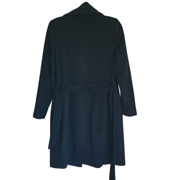 Cole Haan Wool Belted Wrap Peacoat Size 6 Black - Picture 7 of 14
